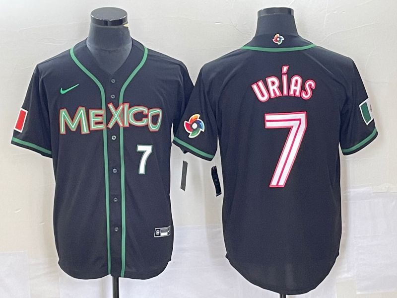 Men 2023 World Cub Mexico #7 Urias Black white Nike MLB Jersey39